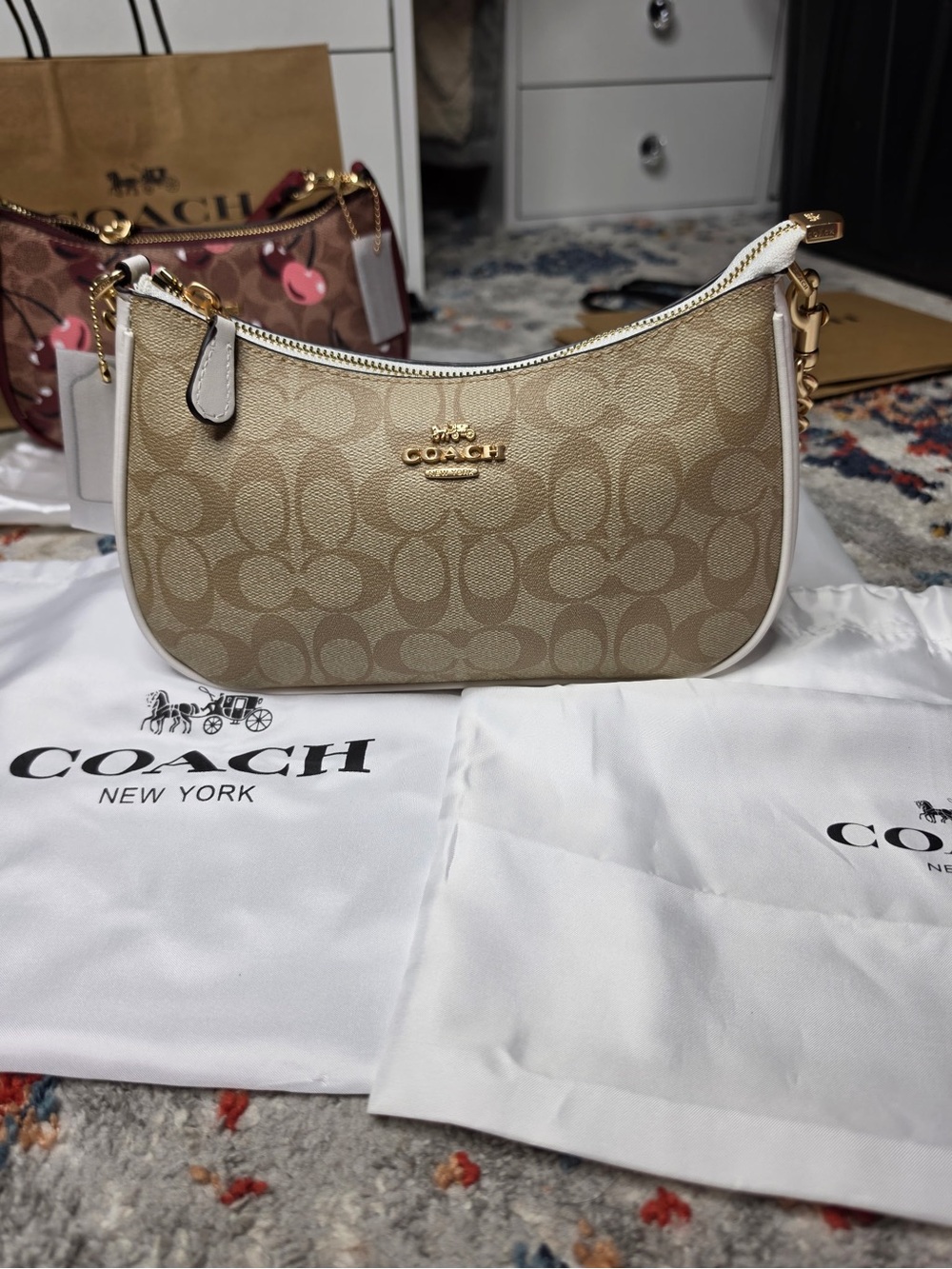 Coach Pink Signature Print Crossbody Bag with Gold Hardware - Picture 3 of 5
